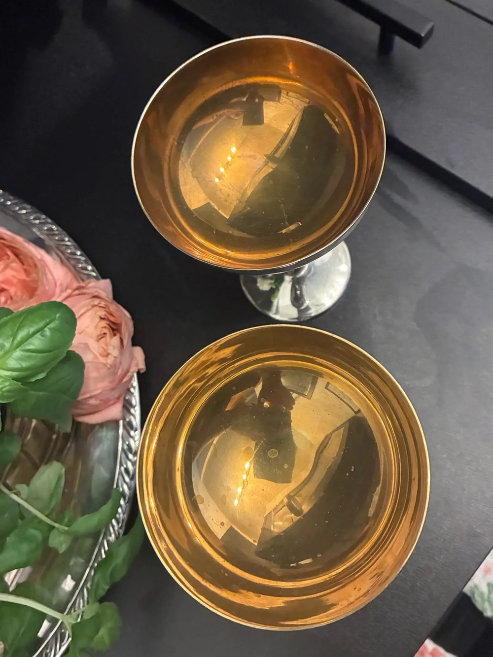Vintage Made in Italy Silverplate Gold Champagne Coupe Goblets | Old Money MCM